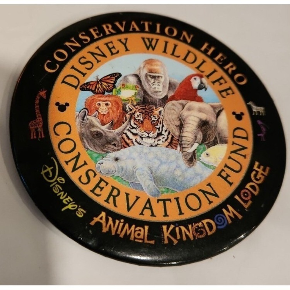 Animal Kingdom Lodge Conservation Wildlife Fund WDW Vintage Disney Pinback 043